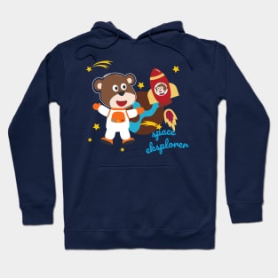 Space bear or astronaut in a space suit with cartoon style Hoodie